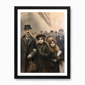 Titanic Family Boarding Ship Vintage3 Art Print