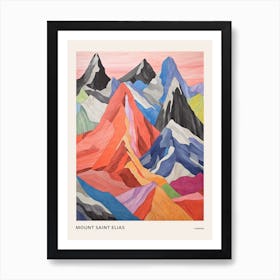 Mount Saint Elias Canada 4 Colourful Mountain Illustration Poster Art Print