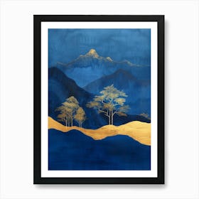 Blue Sky With Gold Trees Art Print