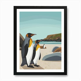 King Penguin Boulders Beach Simons Town Minimalist Illustration 1 Art Print