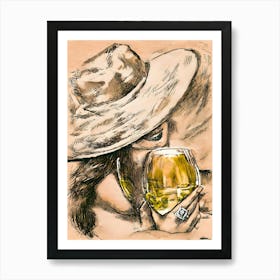 Woman Drinking Wine 7 Art Print