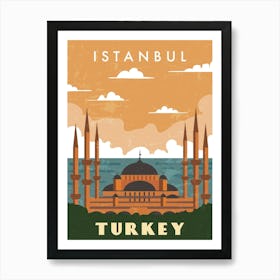 Istanbul, Turkey — Retro travel minimalist poster 5 Art Print