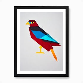 Red Tailed Hawk Origami Bird Art Print