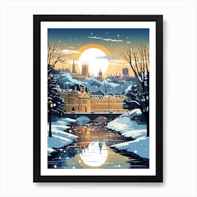 Winter Travel Night Illustration Bath United Kingdom 1 Art Print