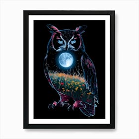 Owl At Night Art Print