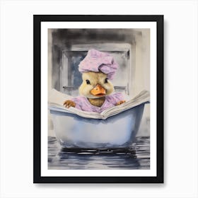 Duck In The Bath Mixed Media Art Print