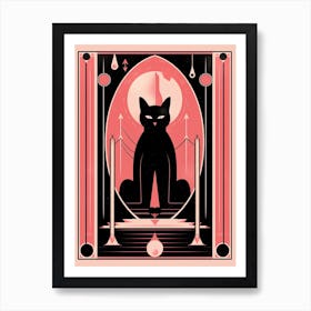 The World Tarot Card, Black Cat In Pink 1 Art Print