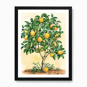 Lemon Tree Storybook Illustration 1 Art Print