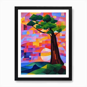 Cedar Tree Cubist 1 Art Print