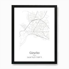 Gizycko,Poland Minimalist Map Art Print