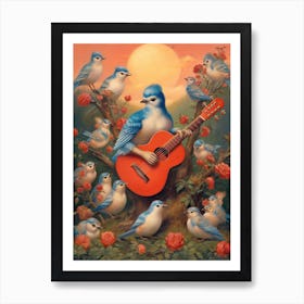 Valentines Lovebirds Kitsch 3 Art Print