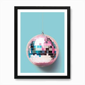 Pink Disco Ball,Disco Ball Wall Art, Retro Wall Decor, Preppy Aesthetic Decor, Trendy Wall Art, Pink Pastel Colors Art Print