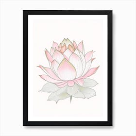 Lotus Flower Pattern Pencil Illustration 3 Art Print