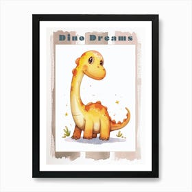 Cute Cartoon Dinosaur Illustration 2 Poster Art Print