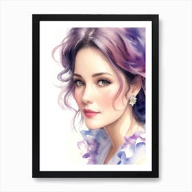 Woman With Purple Hair Art Print