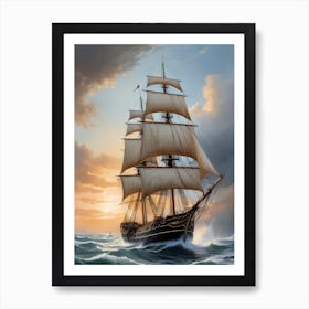 Sailing Ship Painting (20) Art Print