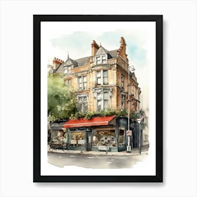 New Cross London Neighborhood, Watercolour 4 Art Print