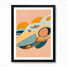 Spaceship Musted Pastels Space Art Print