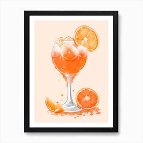 Aperol With Ice And Orange Watercolor Vertical Composition 40 Art Print