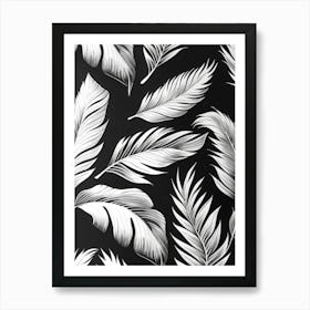 Black And White Palm Leaves Art Print