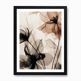 Flowers In Black White and Sepia Art Print