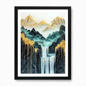 Western Ghats Golden Peaks - Mystic Geometry Art Print