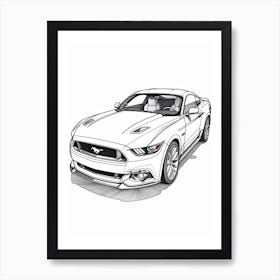 Ford Mustang Line Drawing 1 Art Print