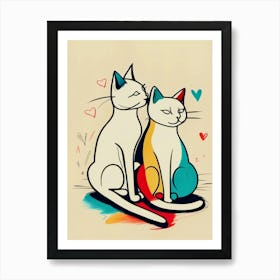 Cats In Love 1 Art Print