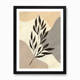 Leaf On A Beige Background Art Print