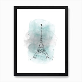 Watercolor Art Eiffel Tower - Turquoise Art Print