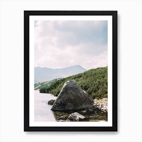 Rock In Mountain Lake Art Print