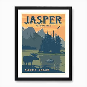 Jasper National Park Alberta Canada Travel Poster Art Print