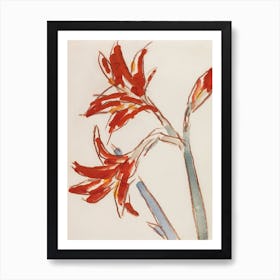 Minimalist Red Floral Wall Art Print Art Print