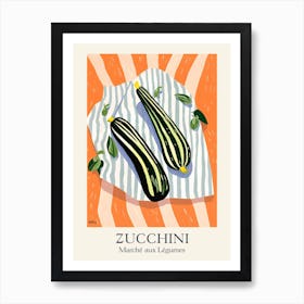 Marche Aux Legumes Zucchini Summer Illustration 2 Art Print