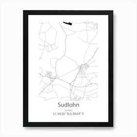 Sudlohn,Germany Minimalist Map Art Print