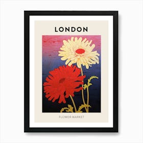 London United Kingdom Botanical Flower Market Poster Art Print