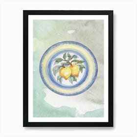 Watercolor Chinoiserie lemon Art Print