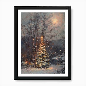 Christmas Tree In The Snow 15 Art Print