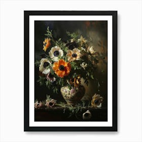 Baroque Floral Still Life Anemone 4 Art Print