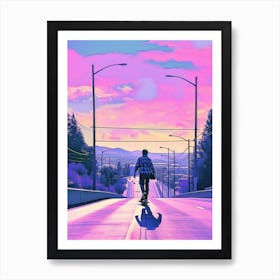 Skateboarding In Vancouver Canada Futuristic 2 Art Print