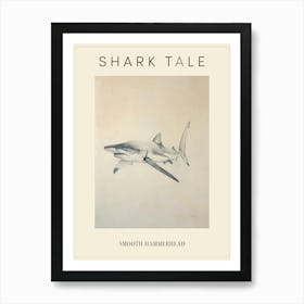 Vintage Smooth Hammerhead Shark Pencil Illustration 2 Poster Art Print