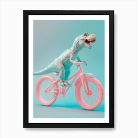 Pastel Toy Dinosaur On A Bike 4 Art Print