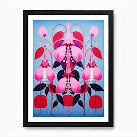 Flower Motif Painting Fuchsia 1 Art Print