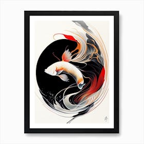 Kohaku Koi 1, Fish Minimal Line Drawing Art Print