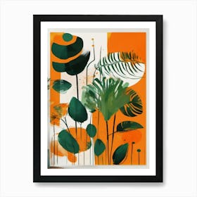 Boho orange and green abstract Art Print