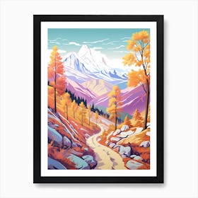 Chamonix To Zermatt France 2 Hike Illustration Art Print