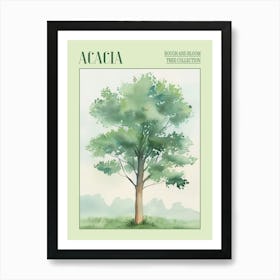 Acacia Tree Atmospheric Watercolour Painting 4 Poster Art Print