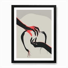 Bird And A Hand Art Print