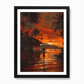 Sunset At The Beach 3 Art Print