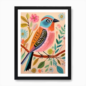 Pink Scandi Sparrow 4 Art Print